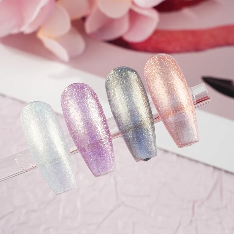 Gel con brillo de sirena iridiscente para decoraci&oacute;n de u&ntilde;as en el oc&eacute;ano de cuento de hadas