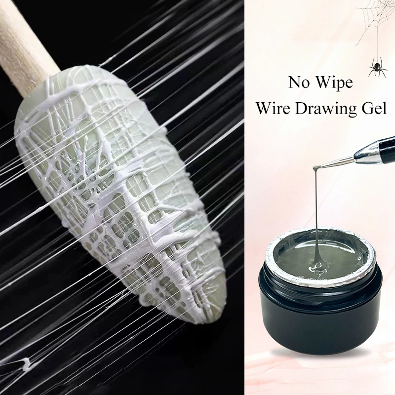 Gel de hilo de ara&ntilde;a extensible para manicuras de u&ntilde;as abstractas creativas