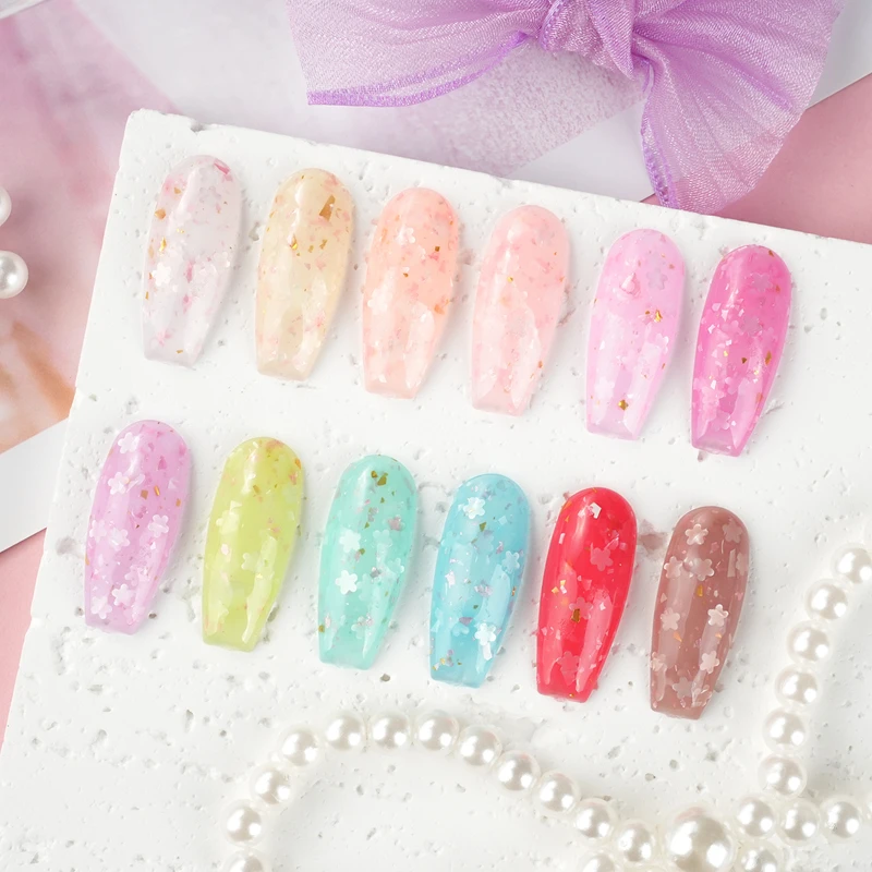 Gel de u&ntilde;as con decoraci&oacute;n floral suave Polaco